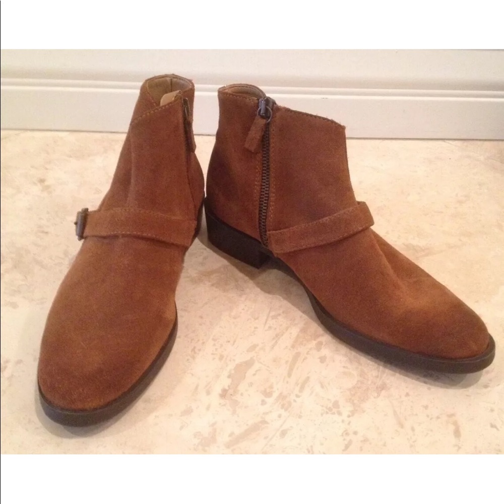 Zara Basic Collection Equestrian Suede Ankle Boots - image 1